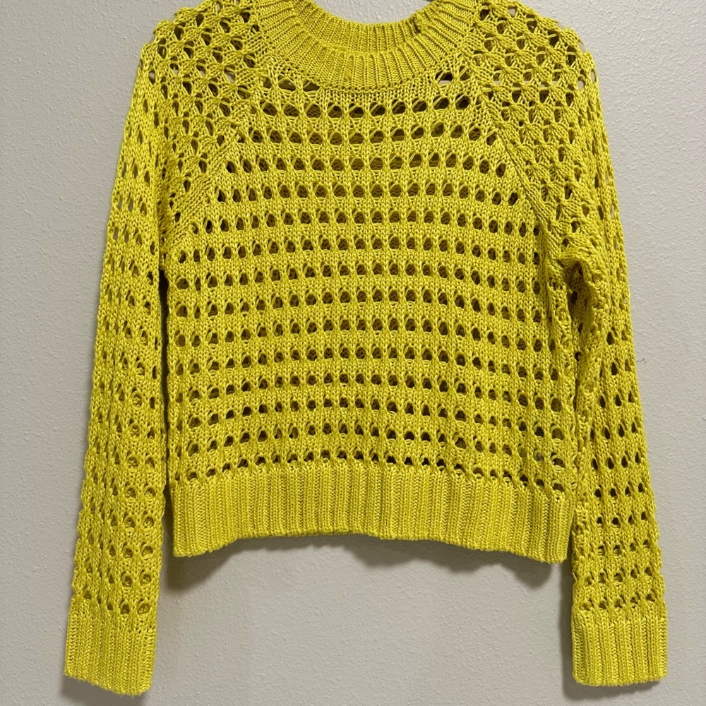 Yellow Open-Knit Women's Sweater